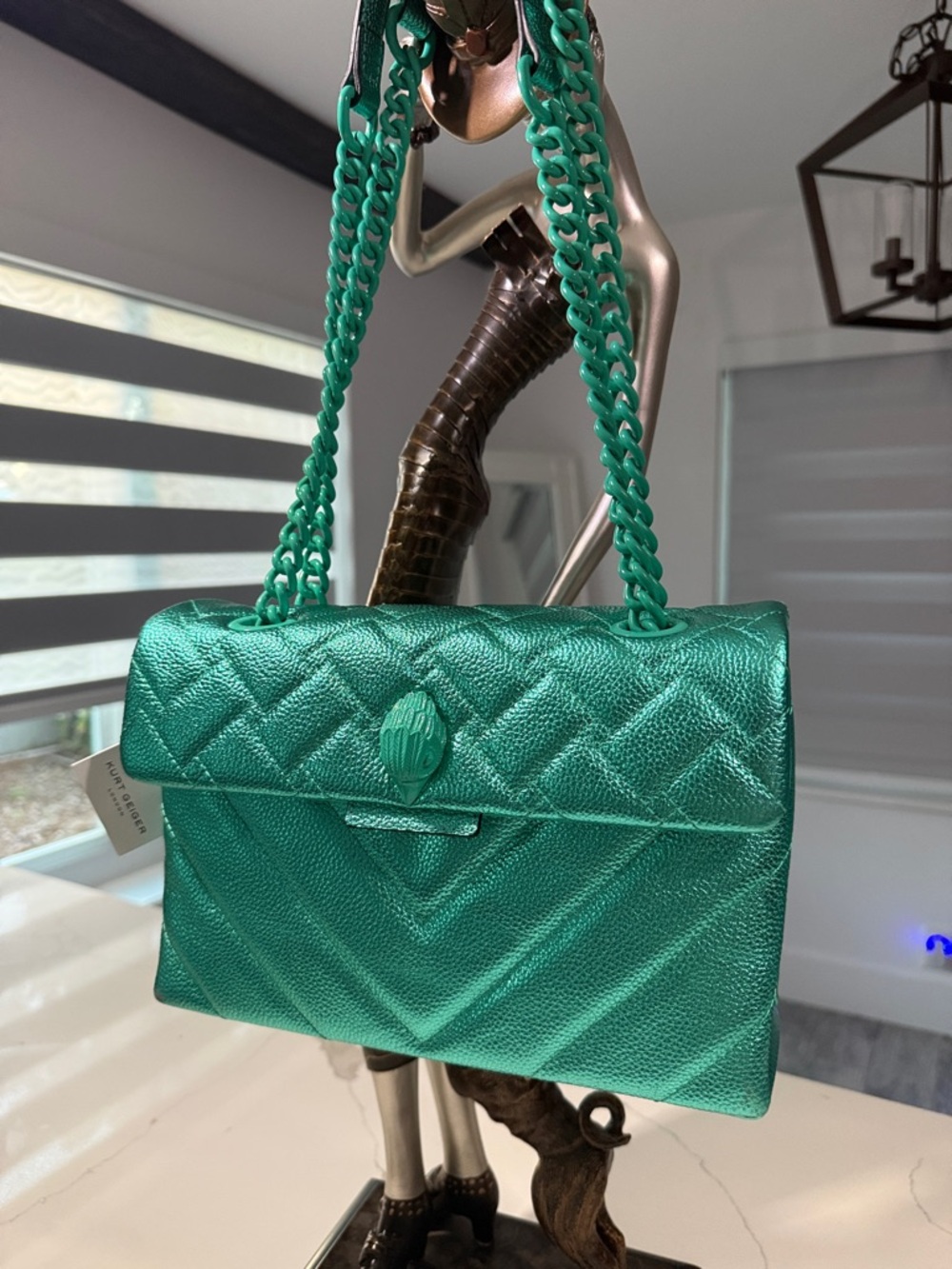 💥Kurt Geiger London Kensington Drench💥 NWT! Metallic Green - Picture 11 of 12